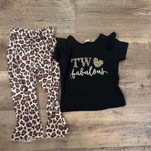 Black and Leopard Print Kids Matching Set